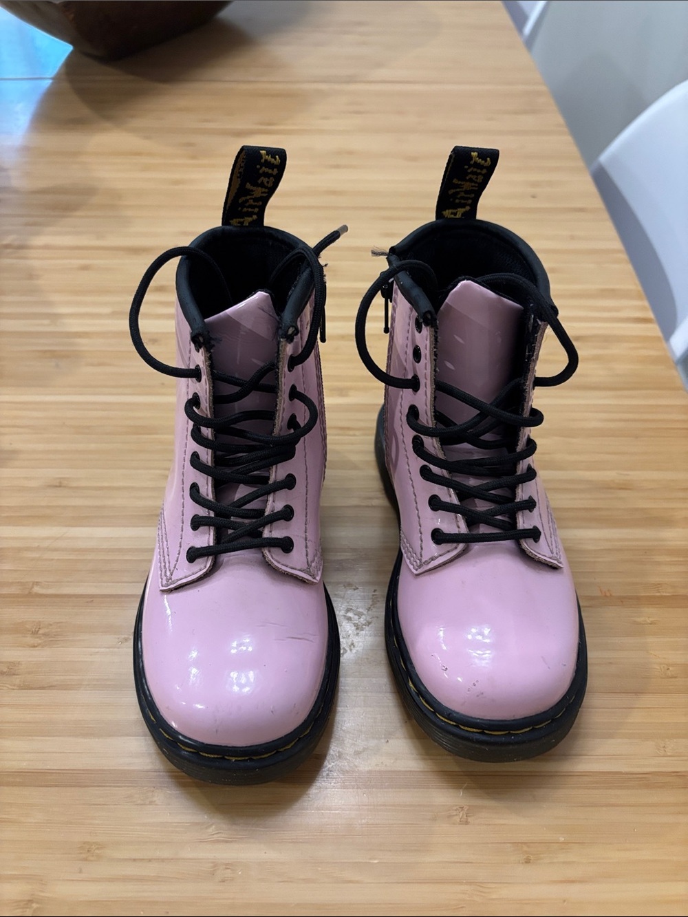 Dr. Martens Pink Patent Lace-Up Combat Boots